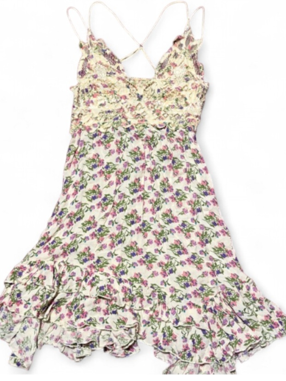 Free People Adella Slip Mini Dress Floral Lace Boho FP One Cottagecore - Picture 5 of 6